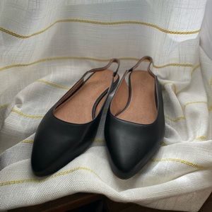 Madewell Reid Leather Flats in Black - NEW